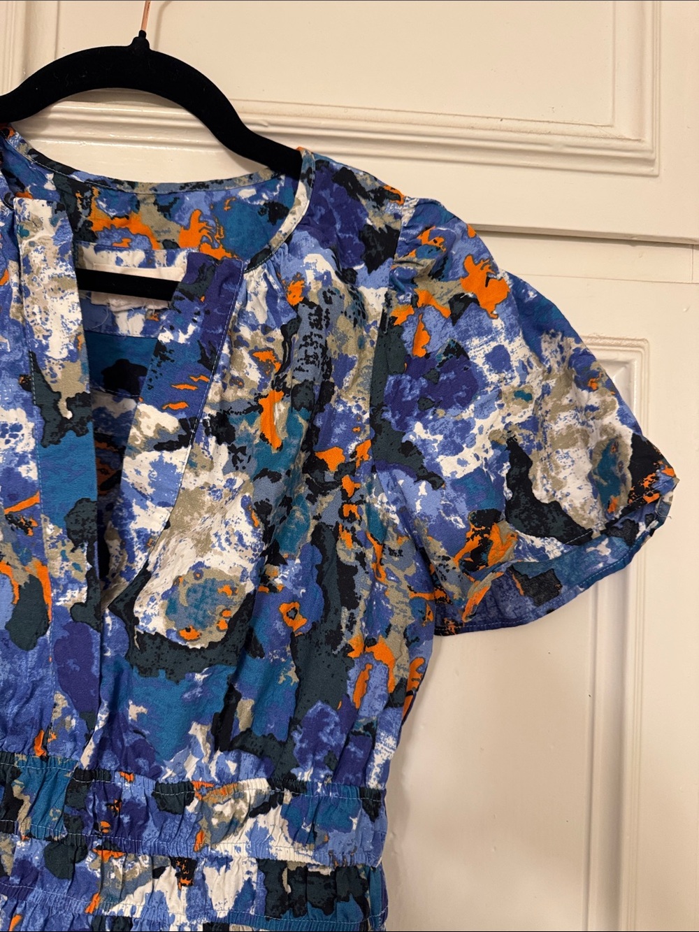 Anthropologie Blue Abstract Floral Full Length Maxi Dress Size Small - Picture 4 of 6